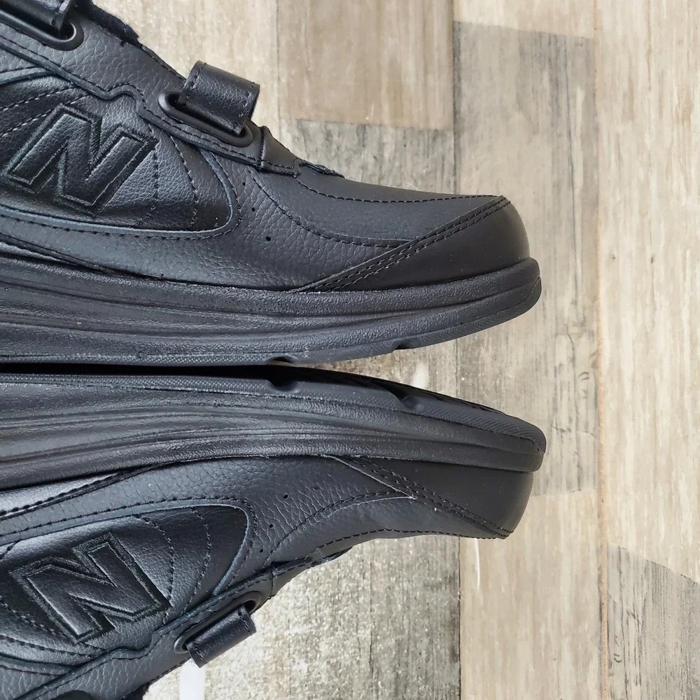 New Balance 577 Shoes Mens‎ Sz 10.5 2A Black Leather Hook & Loop Sneakers